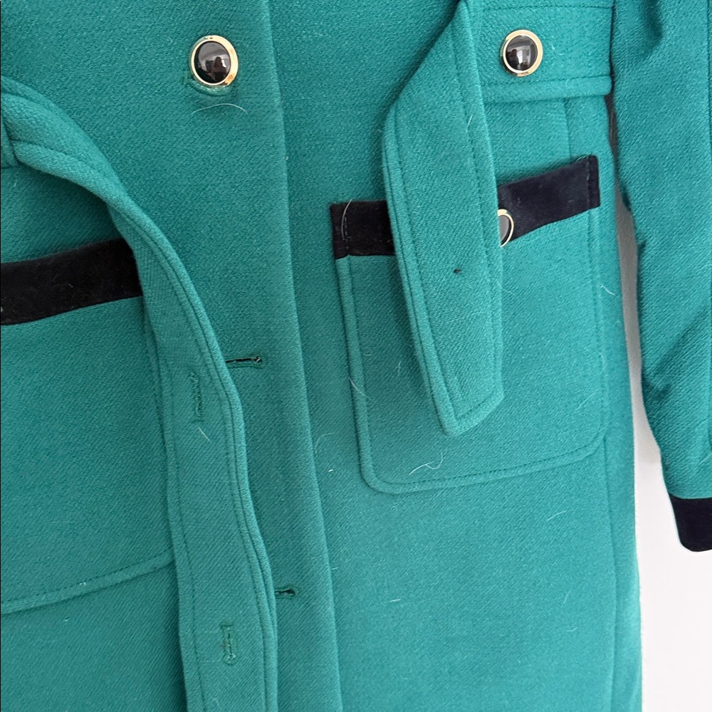 J. Crew Teal and Black Trench Coat - Picture 8 of 12